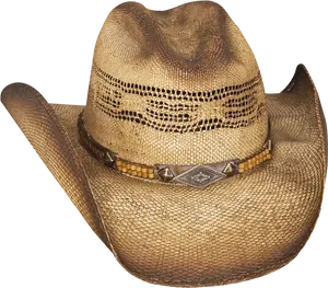 Straw Cowboy Hatwith Band PNG