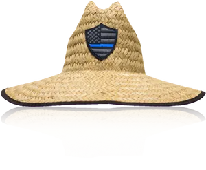 Straw Hatwith American Shield Patch PNG Image