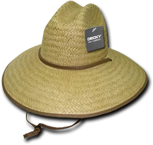 Straw Sun Hatwith Tag PNG