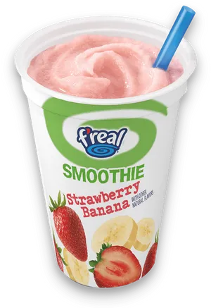 Strawberry Banana Smoothie Cup With Straw PNG Image