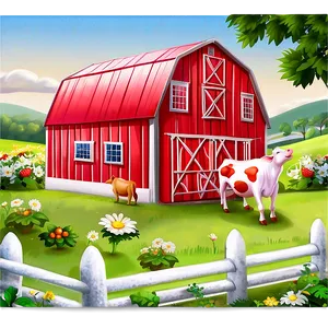 Strawberry Cow Farm Scene Png Qrh27 PNG Image