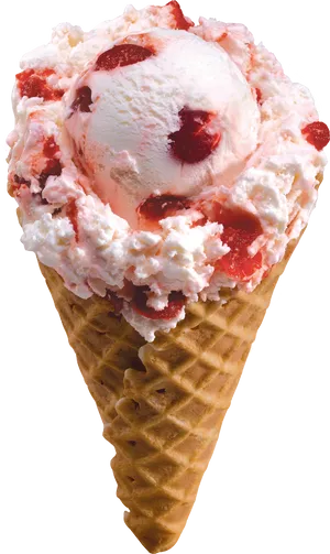 Strawberry Ice Cream Cone PNG Image