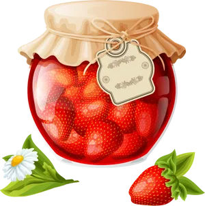 Strawberry Jam Jar Illustration PNG Image