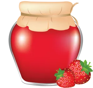 Strawberry Jam Jar Illustration PNG Image