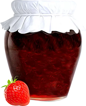 Strawberry Jam Jar Illustration PNG Image