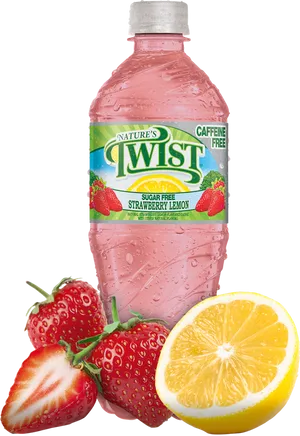 Strawberry Lemon Flavored Drink Bottle PNG Image