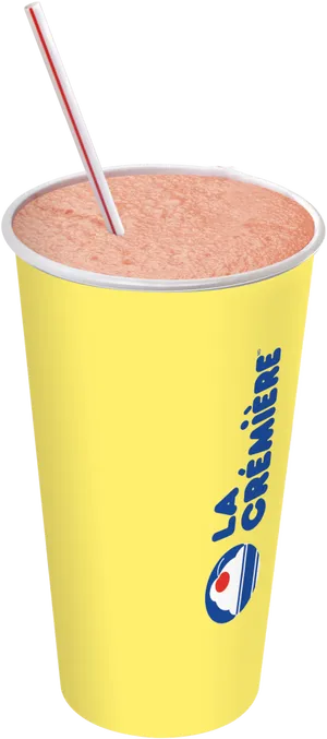 Strawberry Milkshakein Yellow Cup PNG Image