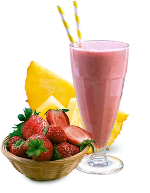 Strawberry Pineapple Smoothie Delight PNG Image