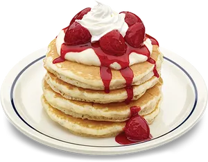 Strawberry Topped Pancakes PNG Image