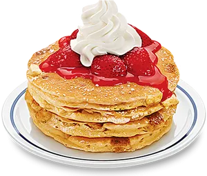 Strawberry Topped Pancakeswith Whipped Cream PNG Image