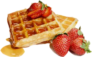 Strawberry Topped Wafflewith Syrup PNG Image