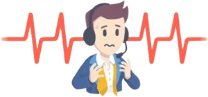 Stressed Cartoon Manwith Heartbeat Line PNG Image