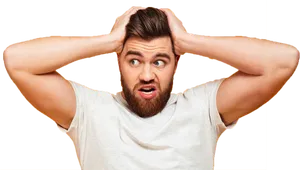 Stressed Man Clutching Head PNG