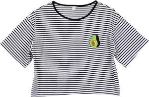 Striped Avocado Crop Top PNG Image