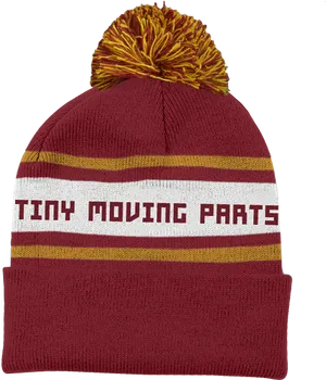 Striped Beaniewith Pomand Text PNG Image