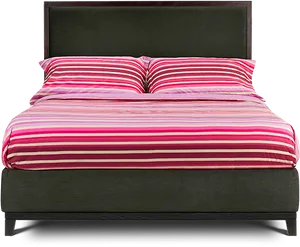 Striped Beddingon Modern Bed PNG Image