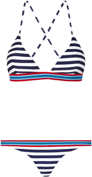 Striped Bikini Set Nautical Design PNG Image