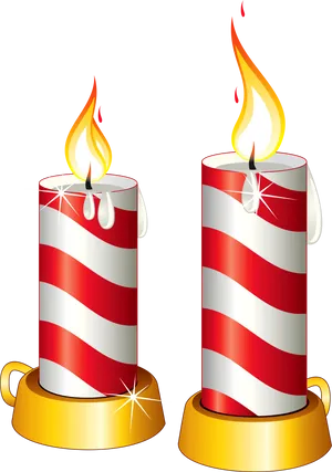 Striped Birthday Candles Illustration PNG Image