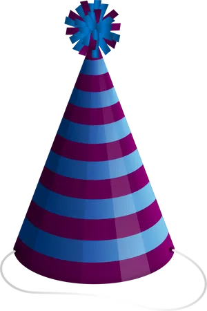 Striped Birthday Hatwith Pom Pom PNG Image