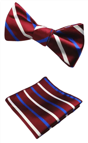 Striped Bow Tieand Pocket Square Set PNG Image