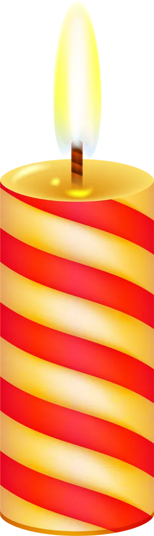 Striped Candle Lit Flame PNG Image