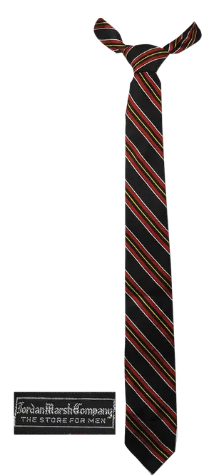 Striped Necktiewith Logo Tag PNG Image