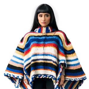 Striped Poncho Fashion Png Qvg46 PNG Image