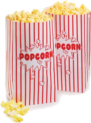 Striped Popcorn Bags Clipart PNG Image