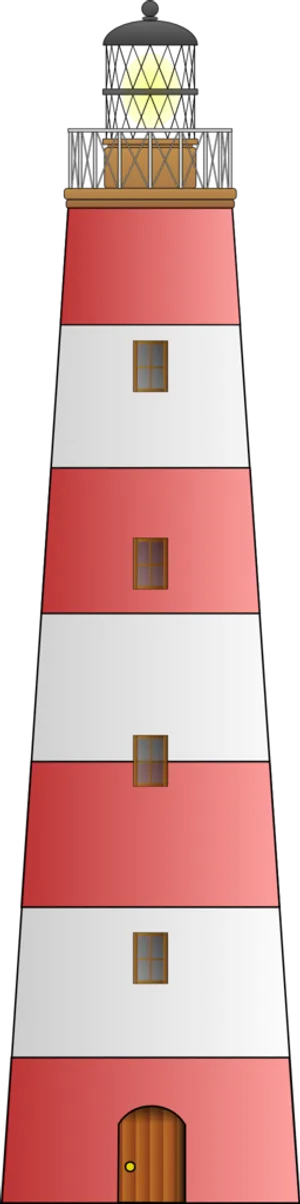 Striped Red White Lighthouse.png PNG Image