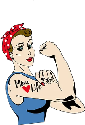 Strong Mom Life Illustration PNG Image