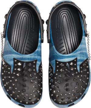 Studded Blue Denim Crocs PNG Image