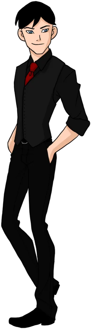 Stylish Animated Characterin Black Outfit PNG Image