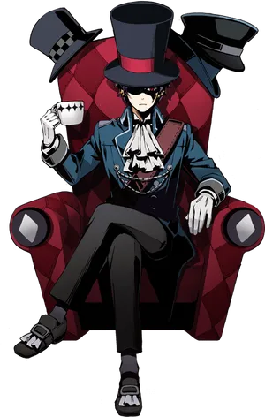 Stylish Anime Character Red Armchair PNG Image