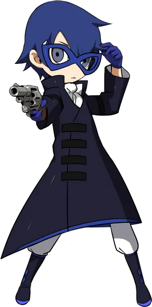 Stylish Anime Thief With Gun PNG Image