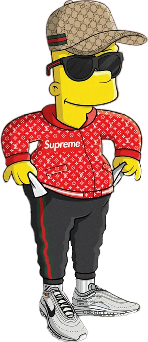 Stylish Bart Simpson Character Illustration PNG Image