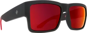 Stylish Black Sunglasseswith Red Lenses PNG Image