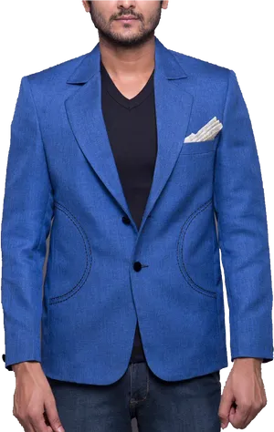 Stylish Blue Blazer Mens Fashion PNG Image