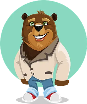 Stylish Cartoon Bear Illustration PNG Image