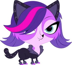 Stylish Cartoon Cat Character PNG