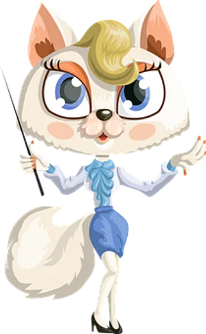 Stylish Cartoon Cat Illustration PNG Image