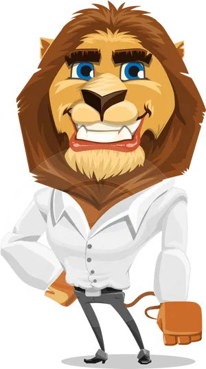 Stylish Cartoon Lion Character PNG Image