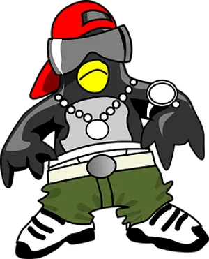 Stylish Cartoon Penguinwith Accessories PNG Image