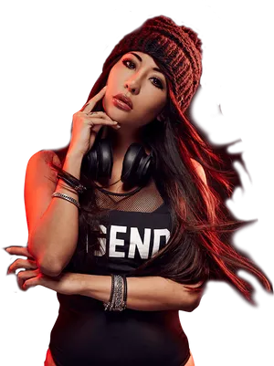 Stylish D Jwith Headphones PNG Image