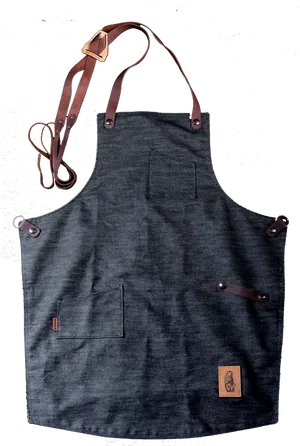 Stylish Denim Leather Apron PNG Image