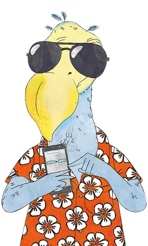 Stylish Dodowith Sunglassesand Phone PNG Image