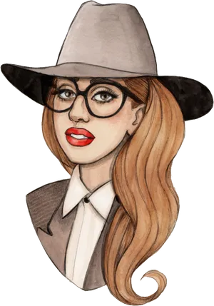 Stylish Female Cartoon Characterwith Hat PNG Image