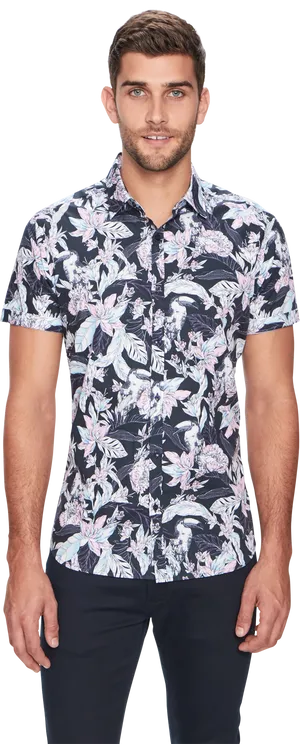 Stylish Floral Shirt Mens Fashion PNG Image