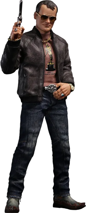 Stylish Gangster Figure With Gun PNG Image