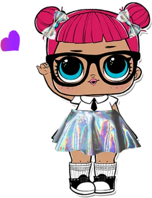 Stylish L O L Doll With Heart PNG Image