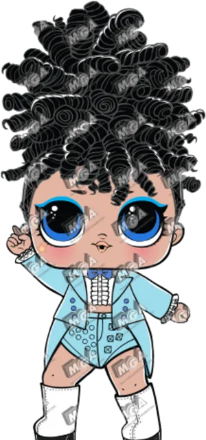 Stylish L O L Dollin Blue Outfit PNG Image